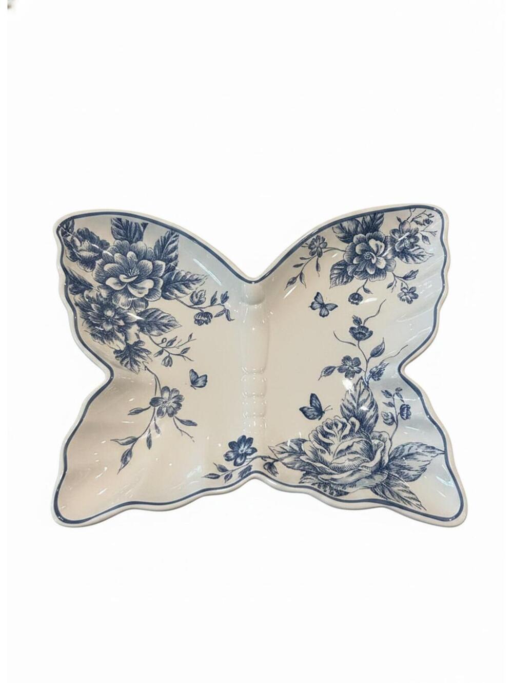 Porcelain Butterfly Serving Dish 222 Fifth Adelaide Blue and White